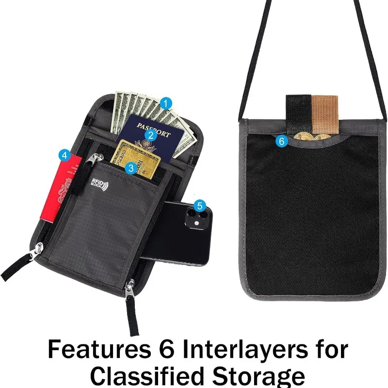 حقيبة سفر، محفظة للرقبة، حامل جواز سفر عائلي، حافظة منظمة مع محفظة جواز سفر RFID، محفظة سفر، ملحقات السفر #2