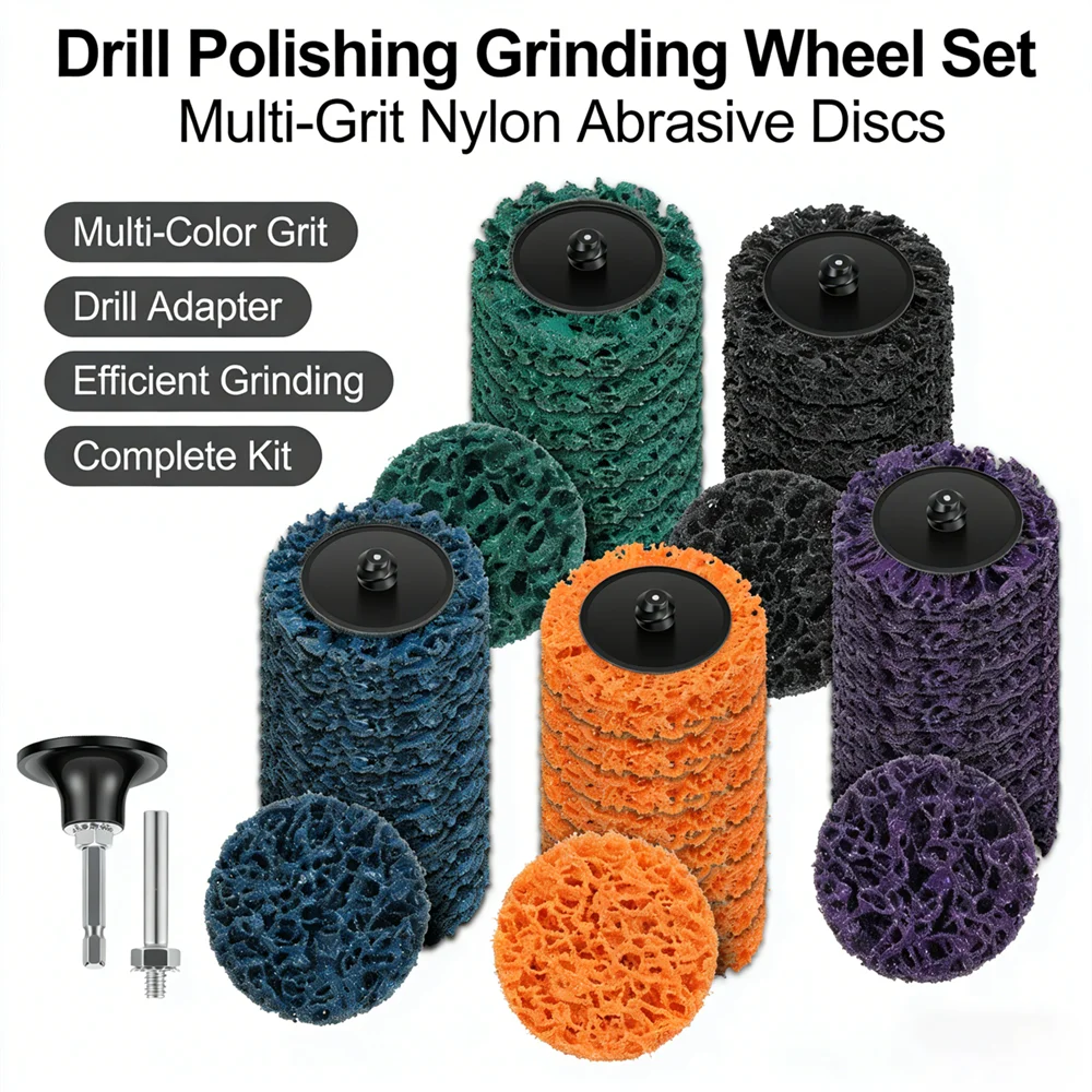 

47 Pcs 2 Inch Quick Change Easy Strip Discs for Drills Strip Wheel with1/4" Grinding Discs Die Grinder Attachments for Clean