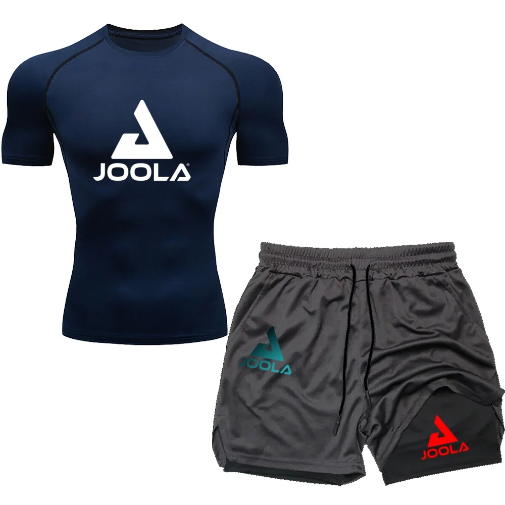 JOOLA Men's And Women's Sportswear Set, Breathable Short Sleeved T-Shirt+Double-Layer RunningShorts, Quick Drying Gym Fitness t
