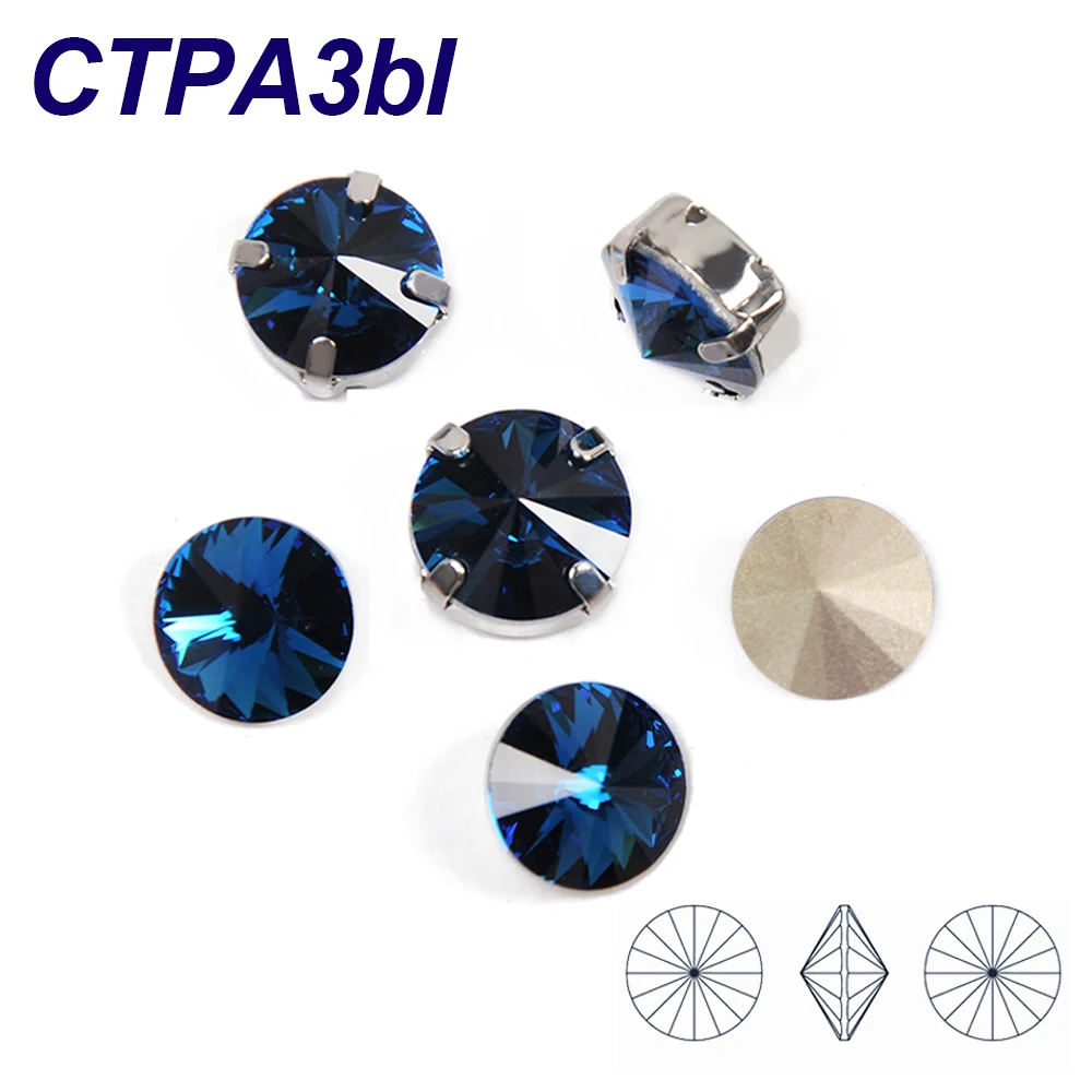 

YANRUO 1122 Montana Color Rivoli Shape Nail Charms Rhinestones Top Fancy Pointback Crystal Nail Appliques for Nails Art Gems