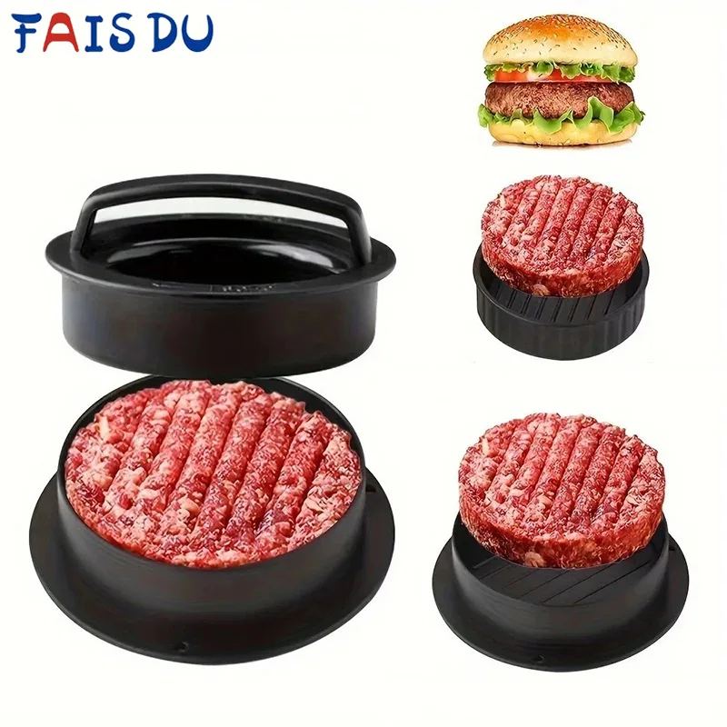 Kit de moldes de anillos para hacer hamburguesas, prensa de hamburguesas 3 en 1, molde antiadherente para carne, carne, verduras, hamburguesa, utensilios de cocina para hacer hamburguesas