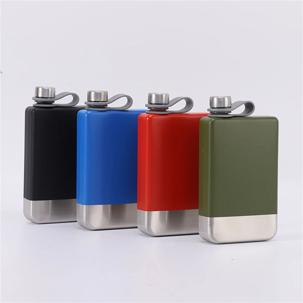 Hip Flask Portable Durable Matt Black Army Green Stylish And Durable Flask Flagon Two-color Paint Hip Flask Fashionable Safe Red