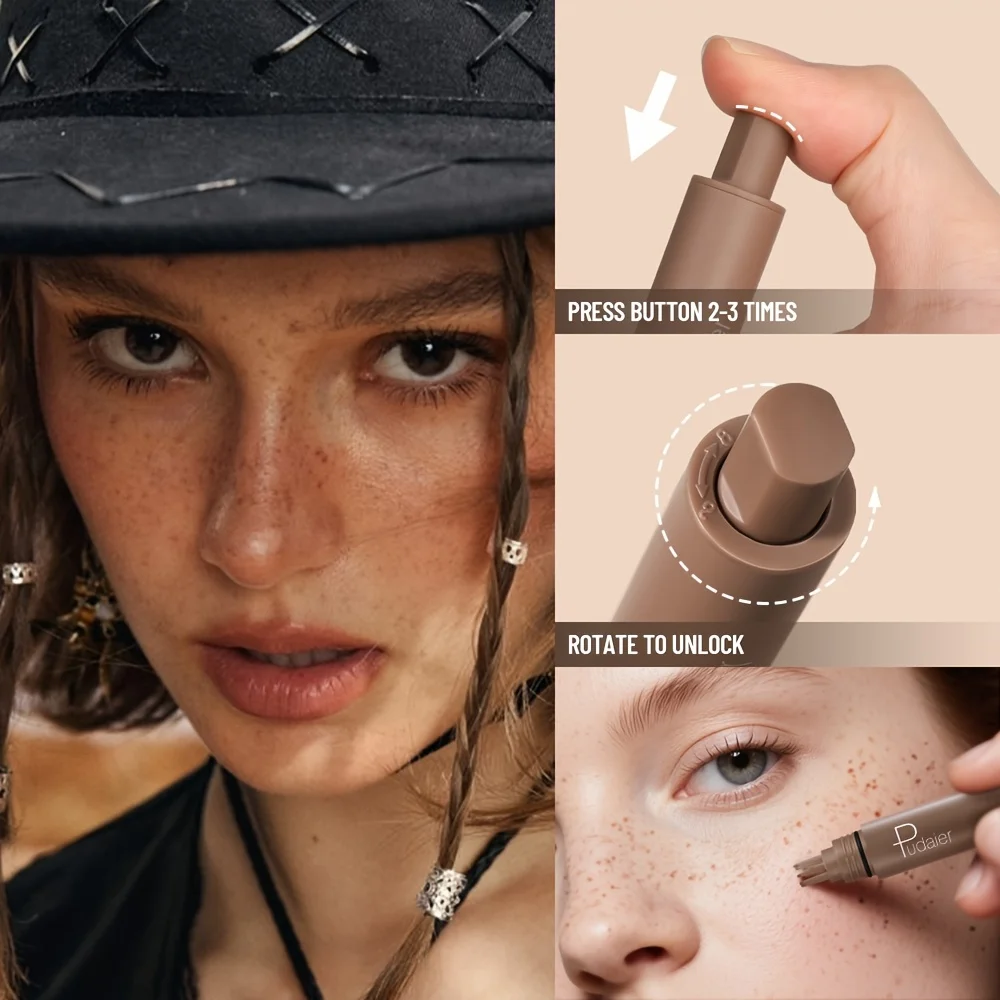 1pc 천연 주근깨 스탬프 펜, 방수 및 땀 방지 - 속건성, 자연스럽고 섬세한 주근깨 메이크업, 멀티 장면 사용