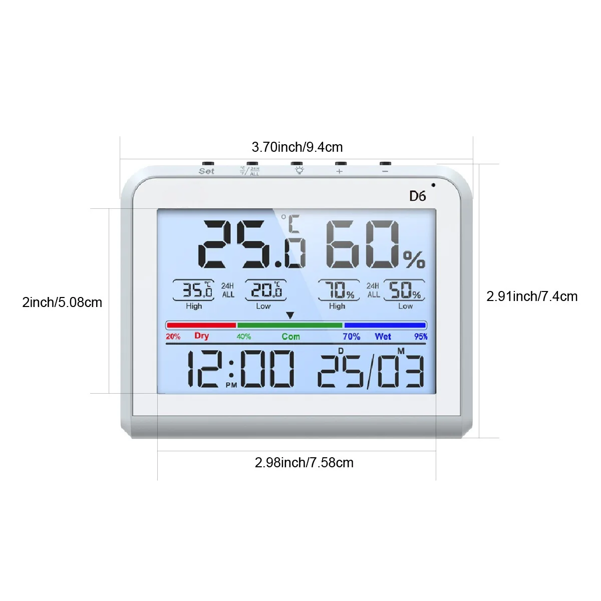 High Precision Desktop Electronic Thermometer Hygrometer with Time Date for Home Office Bedroom Baby Room view 5