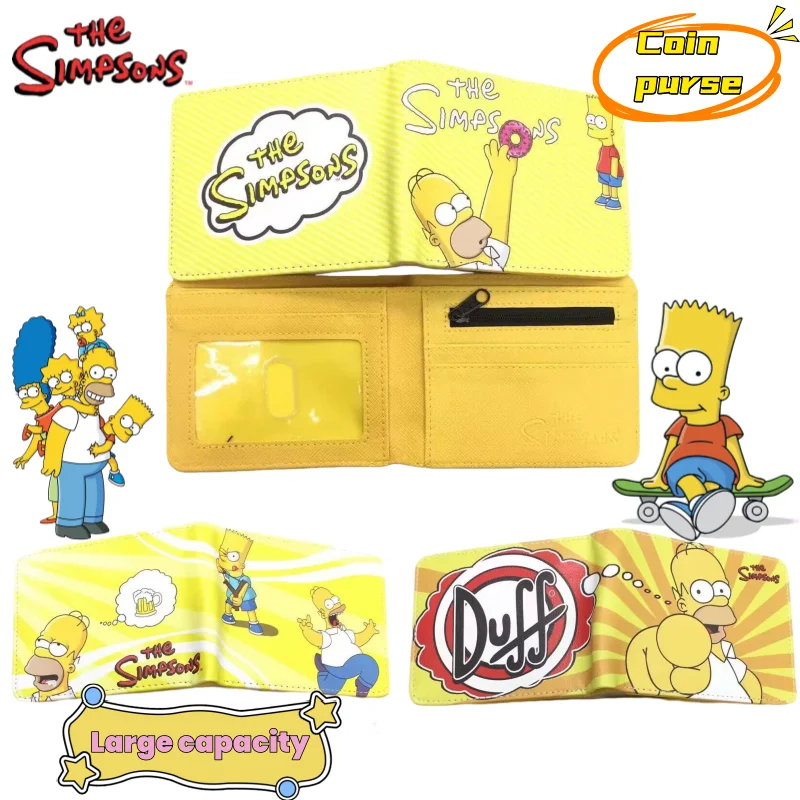 

The Simpsons Anime Two-Dimensional Cute Short Wallet, High-Appearance PU Large Capacity Double-Fold Card Holder and Storage Bag