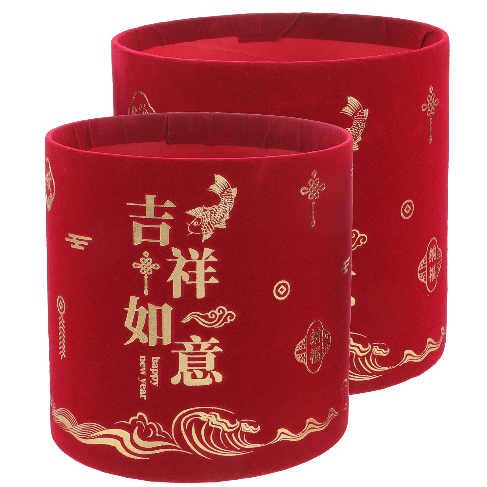 

2Pcs New Year Flowerpot Paper Round Flower Bucket Stable Nonfade Decorative Flower Arrangement Container New Year Flowerpot