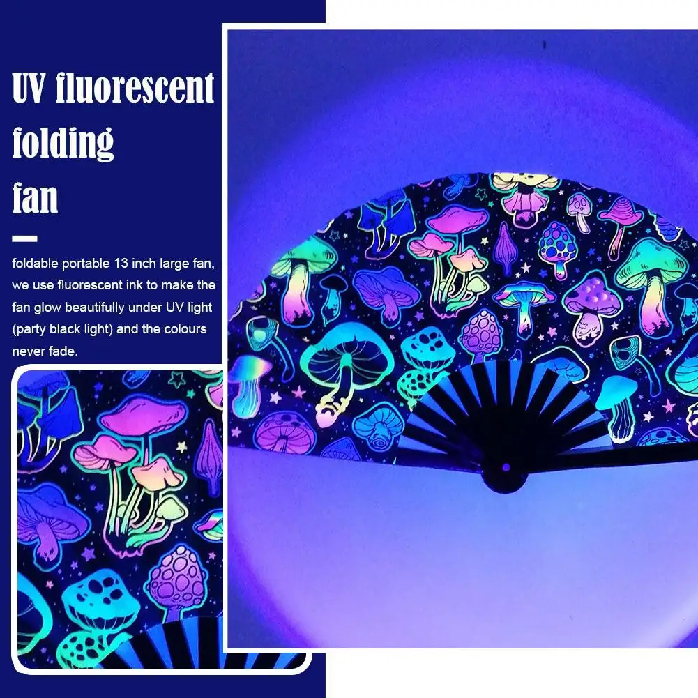 Portable Handheld Reflective Folding Fan Lightweight Little Mushroom Fan For Performance Dancing Wedding Party Decor G8g5