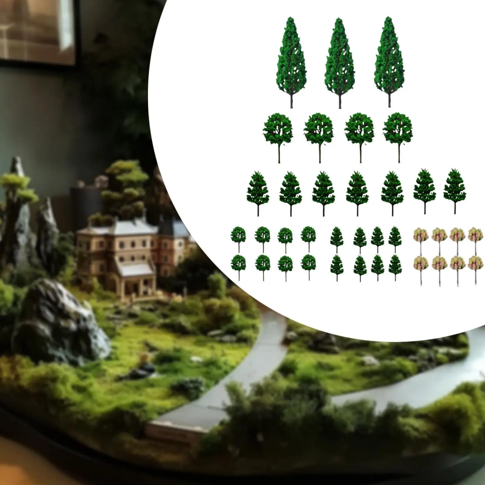 38Pcs Model Trees Micro Landscape Trees Gift DIY Crafts Desk Decoration Scene Accessory HO Scale Trees Mini Diorama Trees