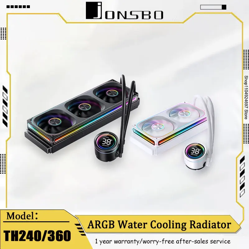 JONSBO TH-240/360 All-in-One Water Cooler With CPU Fan PWM Temperature Control Silent Design Cooler with Digital Display Black
