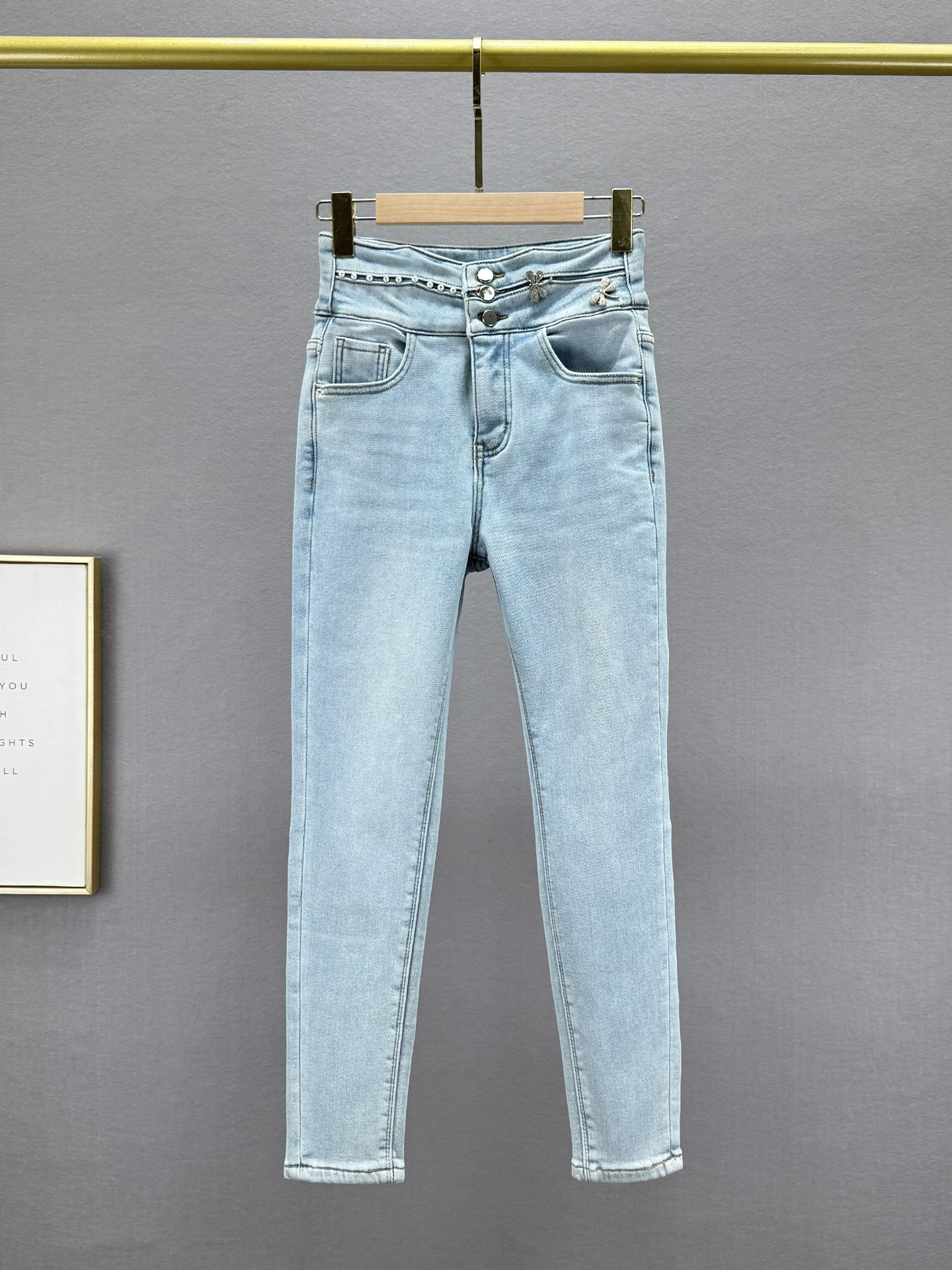 

Женские джинсы с флисовой подкладкой, облегающие, с высокой талией, зимние, новые, эластичные, из денима, европейский стиль, укороченные (7/8)