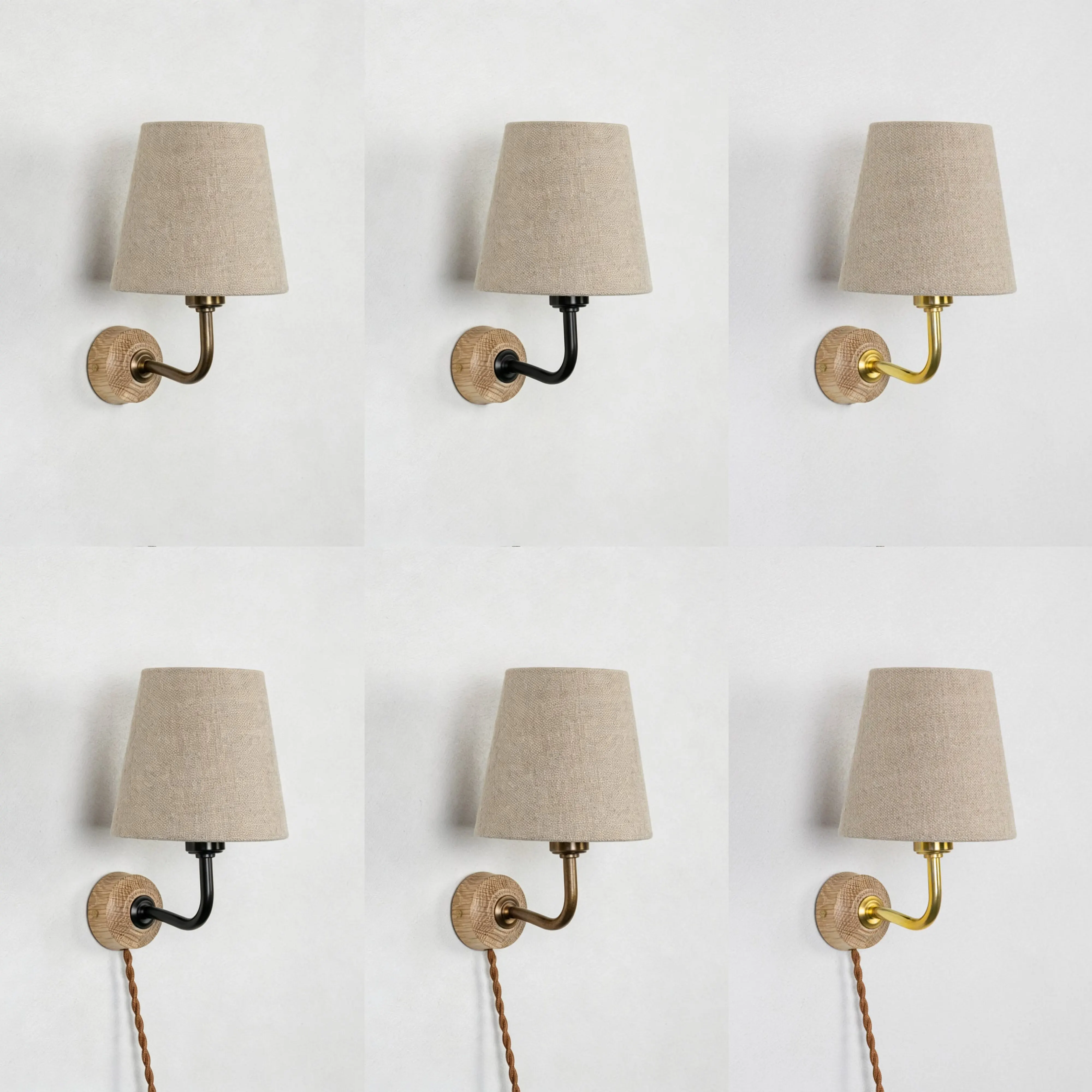 Linen Fabric Wall Lamp Antique Copper Ribbon Plug Wall Lamp Bedroom Bedside Homestay Interior Decoration Lighting Fixture