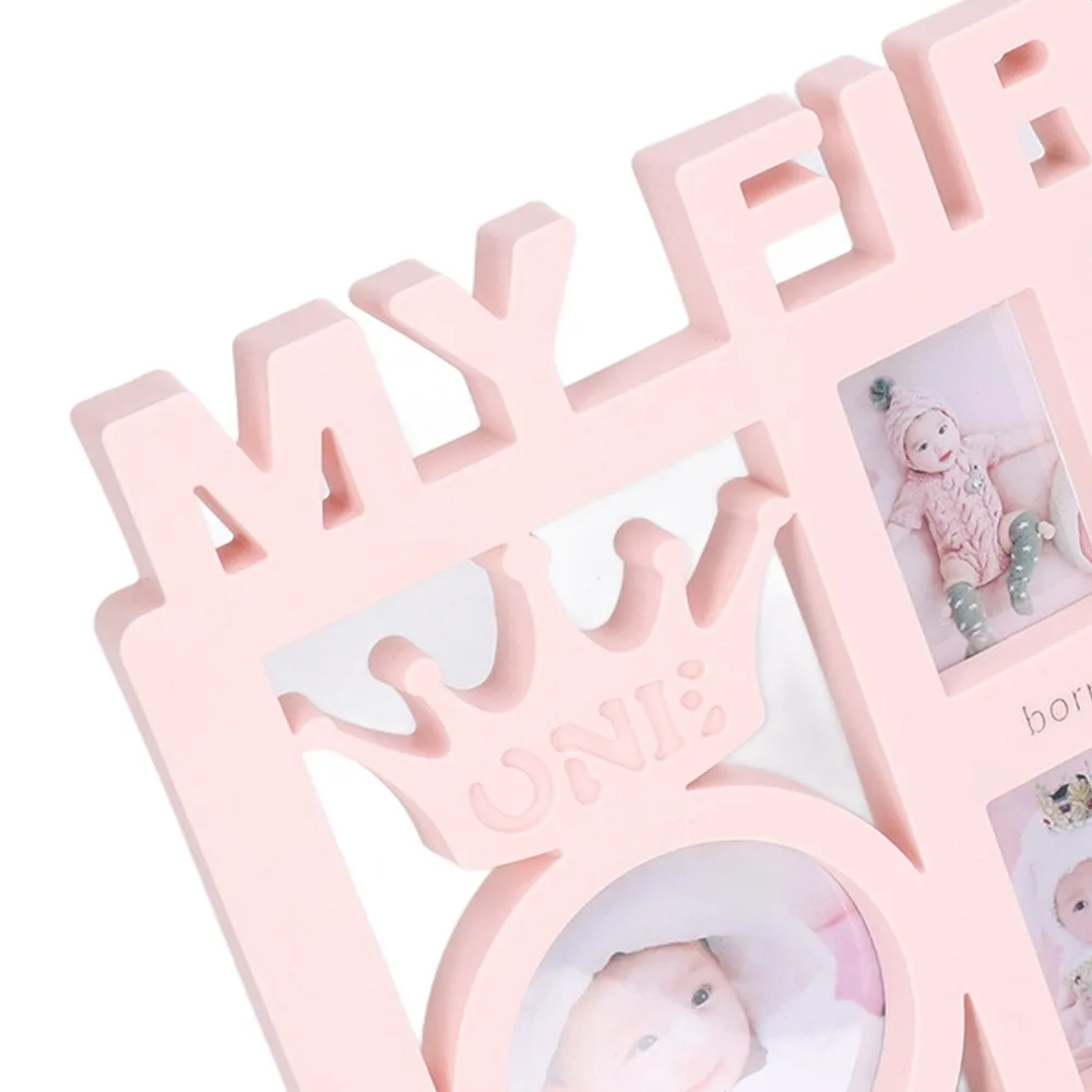 Plastic Growth Frame 15.55*7.6 in 12 Small Frames Newborn Memory Frame 13 Photo Inserts Cartoon Crown Style Milestone Frame