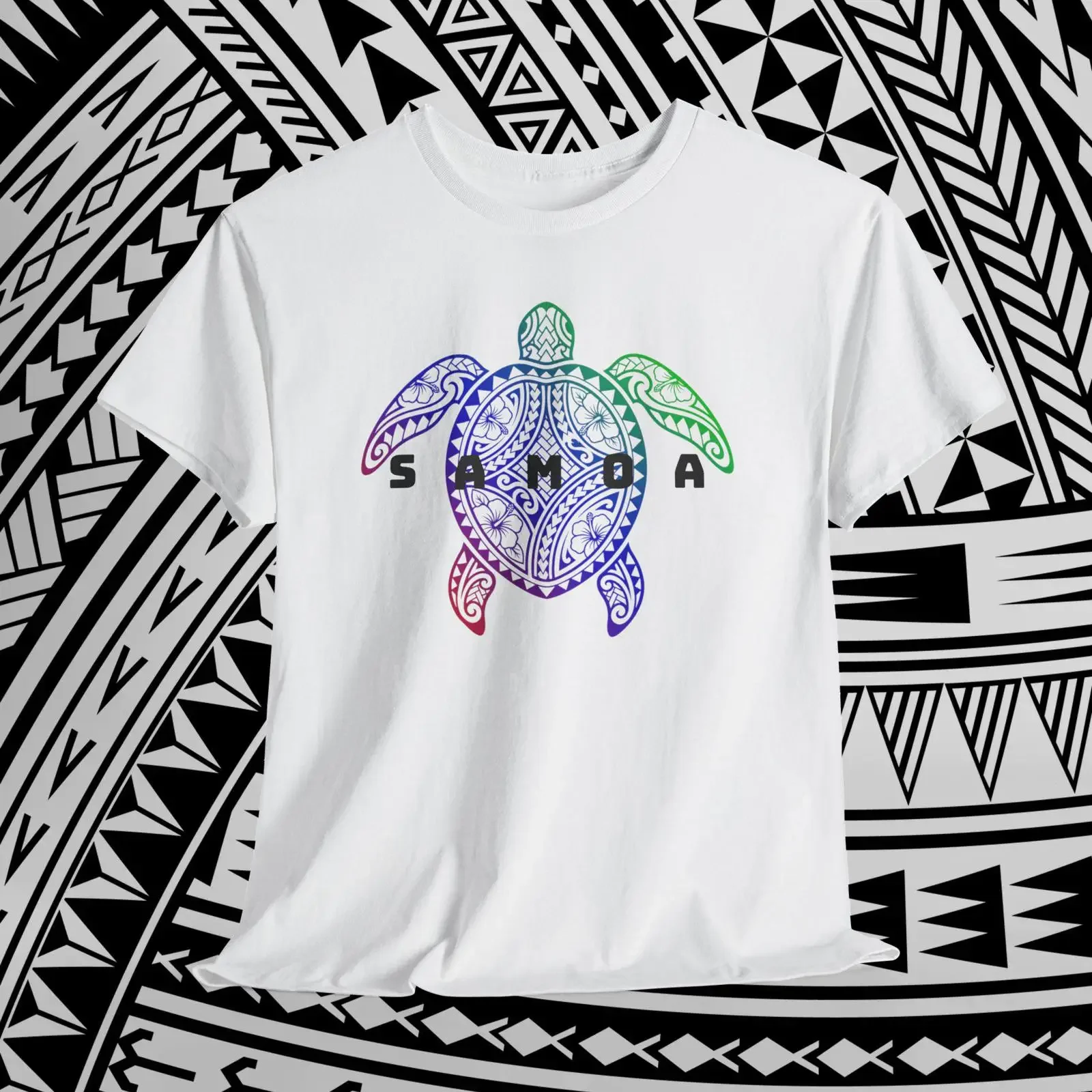 Samoa Tatau Turtle T Shirt Polynesian Culture  vintage Washed Stretched Top For Everyday Wear Comfortable Slightly streetwear