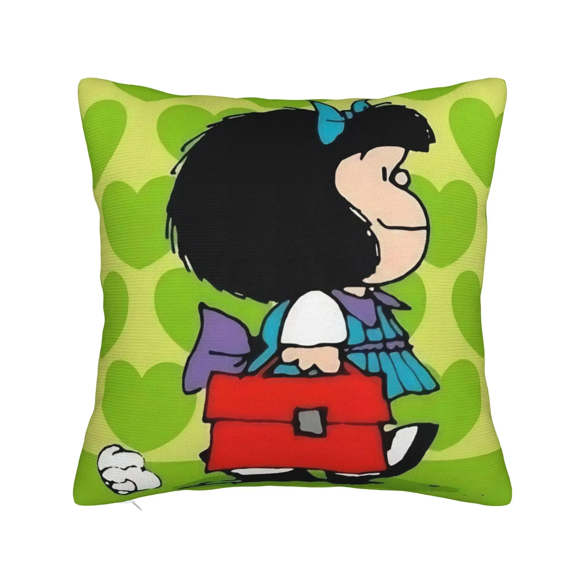 Mafaldas Green Heart Pillowcase Polyester Cushion Cover Decor  Pillow Case Cover Home Square 45X45cm