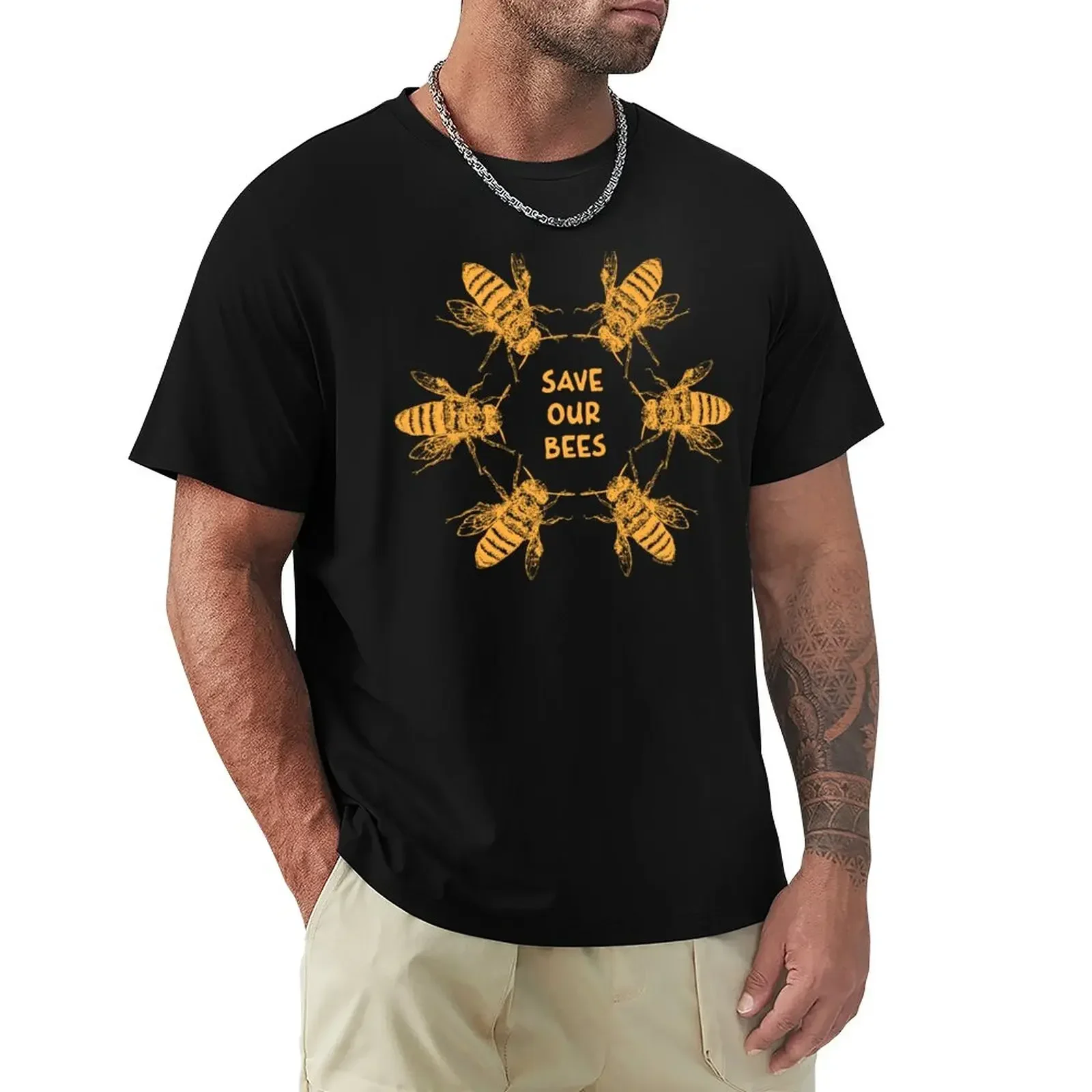 Pollen Nation in GOLD - Save Our Bees featuring Buzzie the Bee T-Shirt summer tops t shirts for men pack