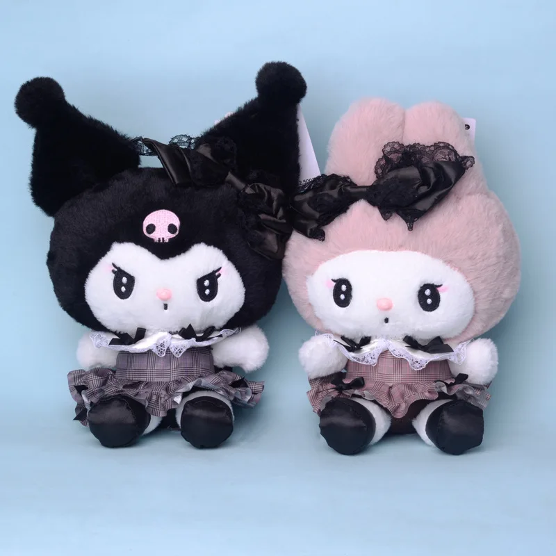 Dark Gothic Style Sanrio Kuromi My Melody Plüschtier Rucksack Anhänger Weiche Anime Stofftier Puppe Spaß Kinder Spielzeug Mädchen Geschenk