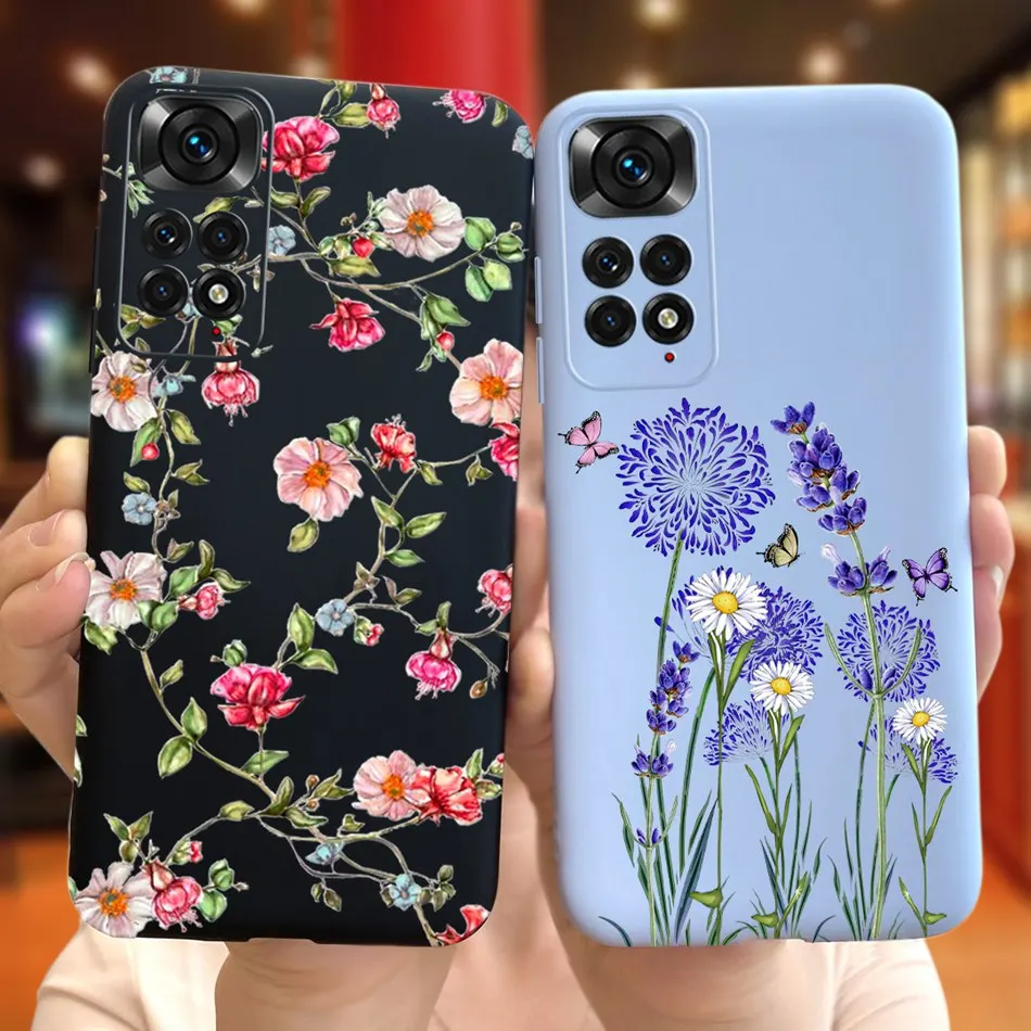 For Xiaomi Redmi Note 11 Case Stylish Girl Flower Silicone Soft Cover For Redmi Note 11 Global Note11 (Snapdragon 680 4G) Bumper