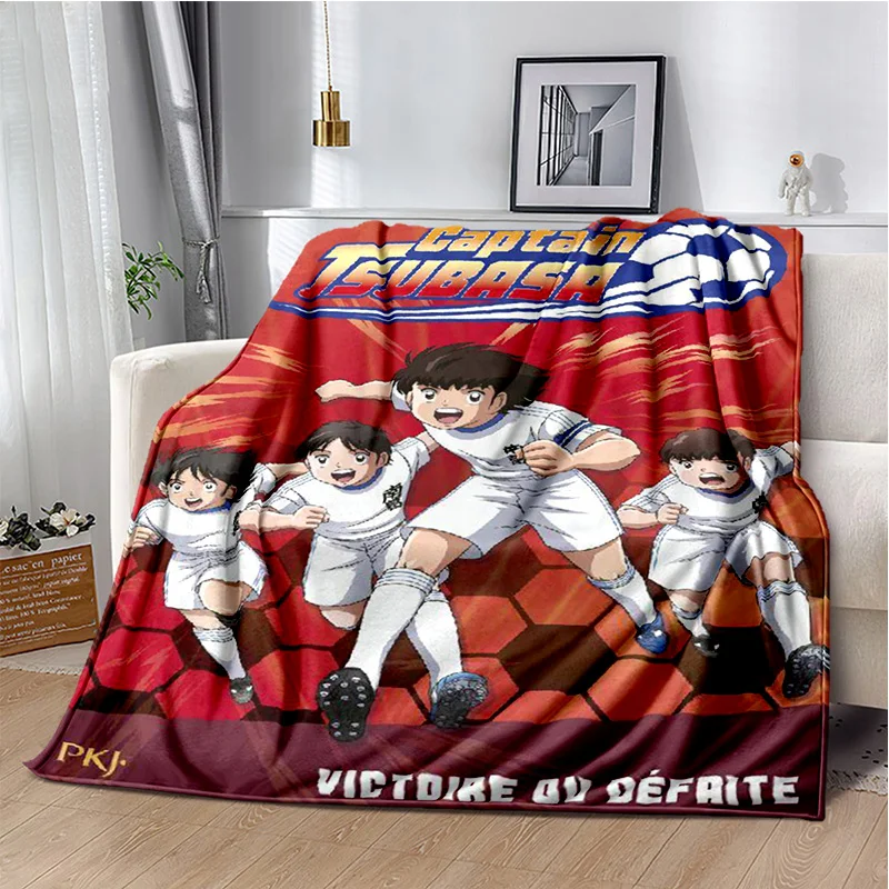 Anime Captain Tsubasa Soccer Cartoon Blanket,Soft Throw Blanket for Home Bedroom Bed Sofa Picnic Travel Office Cover Blanket Kid