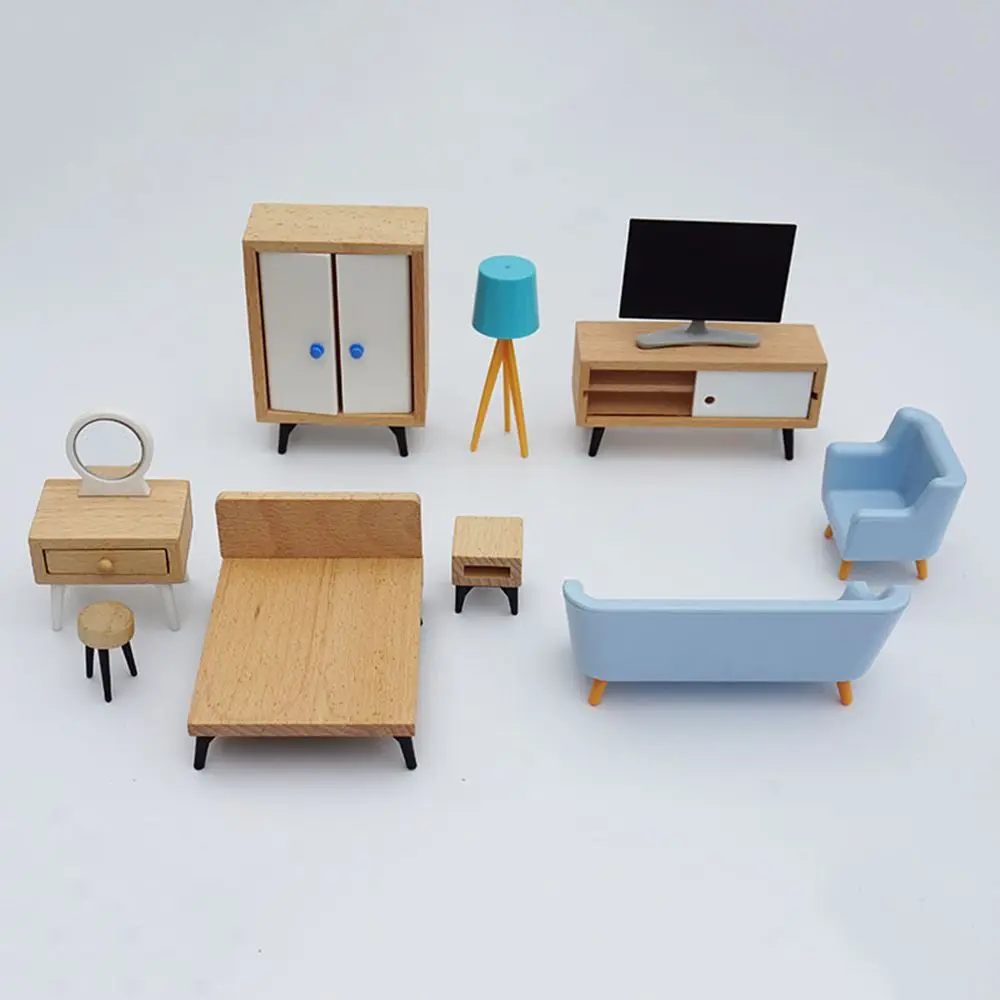 Divano in Legno Miniaturizzato per Casa Delle Bambole, Accessorio per Giochi di Divano in Legno Miniaturizzato per Casa Delle Bambole, Accessorio per Giochi di