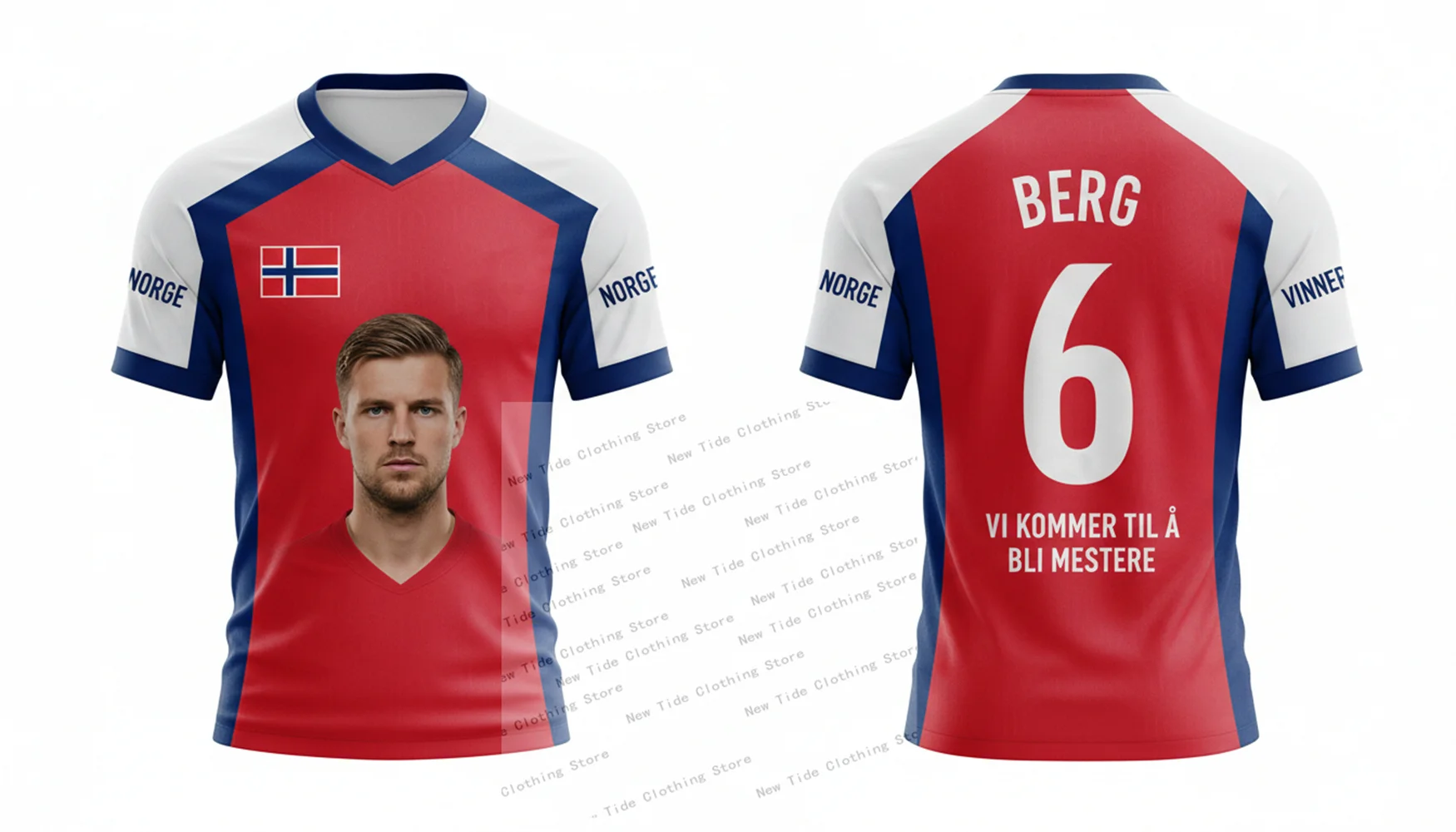 النرويج 2026 كرة القدم لكرة القدم جيرسي وتي شيرت للرجال المشجعين سوف نكون أبطال - مروحة نمط العتاد يظهر دعمك هنا 2