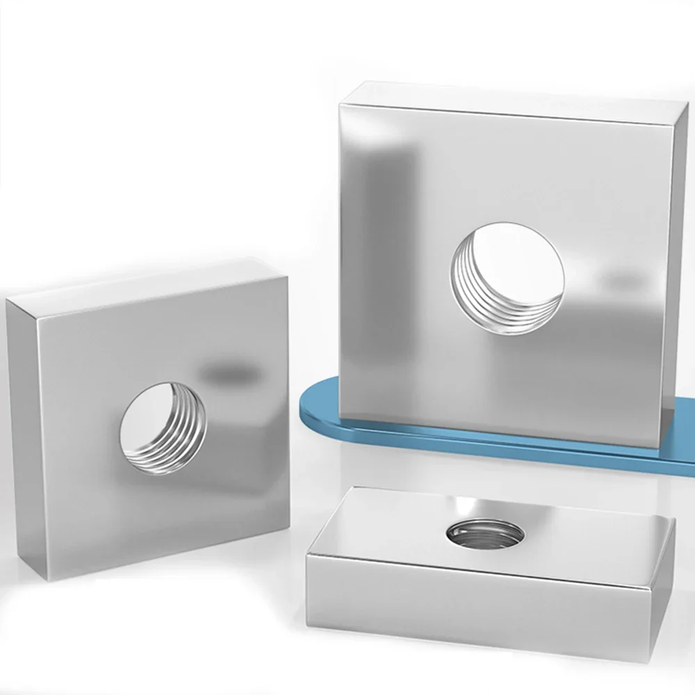 1/2/5 шт. квадратная гайка из нержавеющей стали 304, метрическая грубая резьба M4 M5 M6 M8 M10 M12, длина 7/10/20/30/40 мм, толщина 3 мм-5 мм