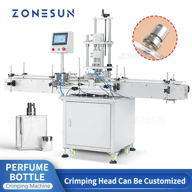 ZONESUN ZS-YG11 Automatic Perfume Bottle Crimping Capping Machine Sprayer Cap Scent Fragrance Bottle Packaging Line