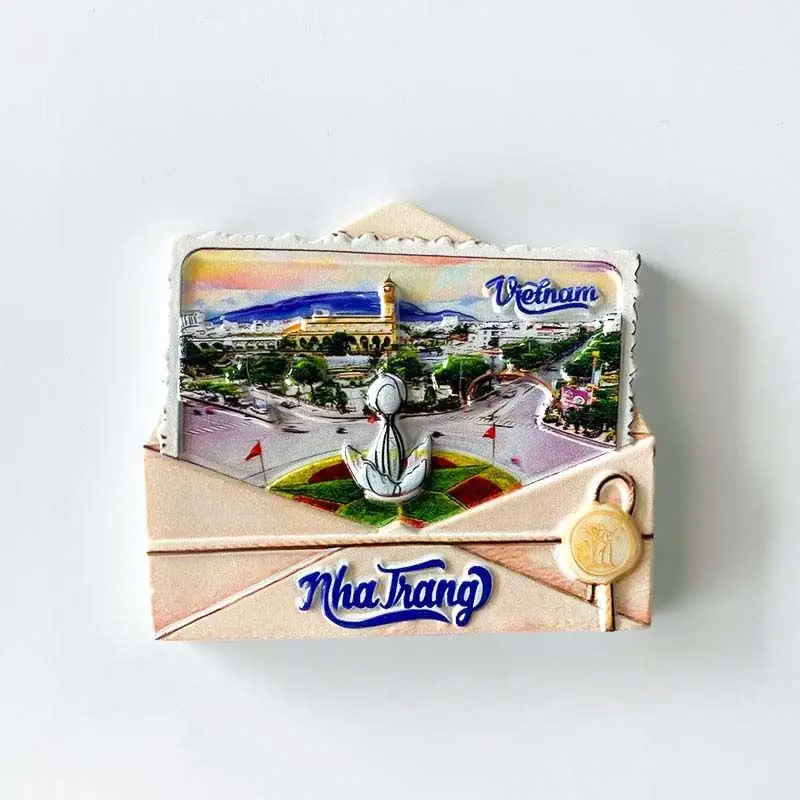 Nha Trang Vietnam decoraciones para el hogar sobre de construcción pintura 3D imanes de refrigerador regalos de recuerdos de viaje mundial