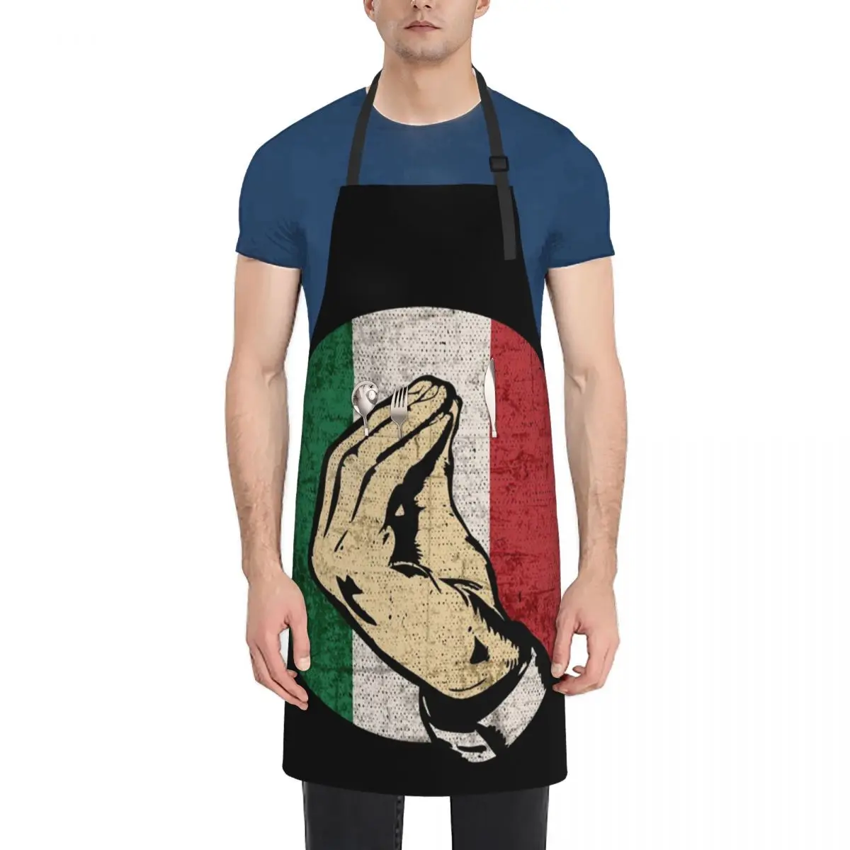 Italian Hand Gesture Sing Language Italy Flag Apron Chef Cooking Baking Tablier Bib Kitchen Cleaning Pinafore for Women Men