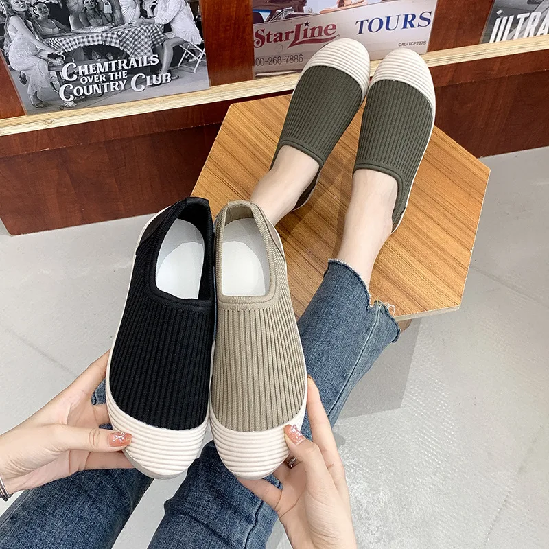 2023 Fashion Spring Summer Korean Version Breathable Single Shoes Non-slip Slip-on Shoes Women\'s Comfortable Flat Casual Shoes