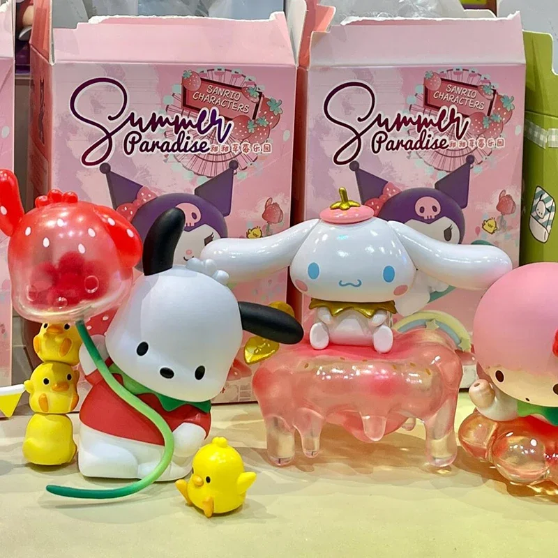 Sanrio doce morango paraíso série caixa cega bonito kurome canela minha melodia caixa mistério desktop carro ornamento brinquedos presente da menina