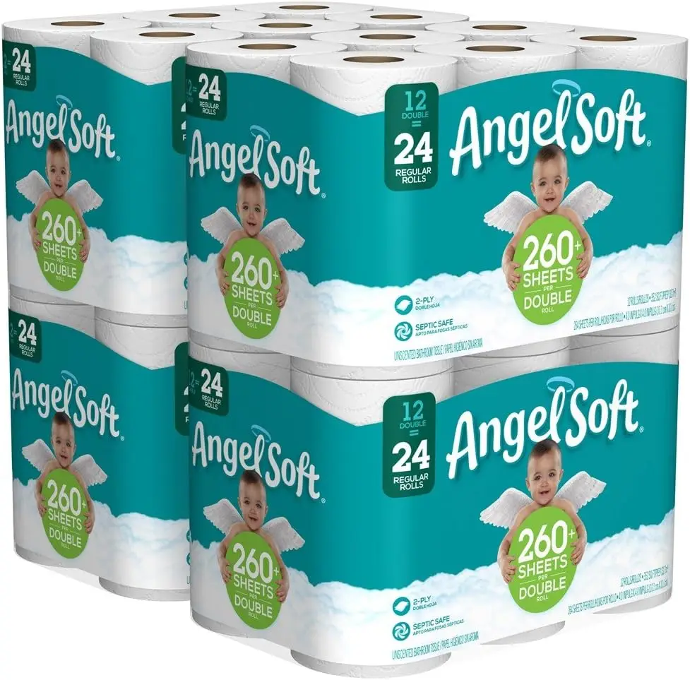 

48 Double Rolls Toilet Paper, 260+ 2-Ply Sheets Per Roll, Soft & Strong Bath Tissue