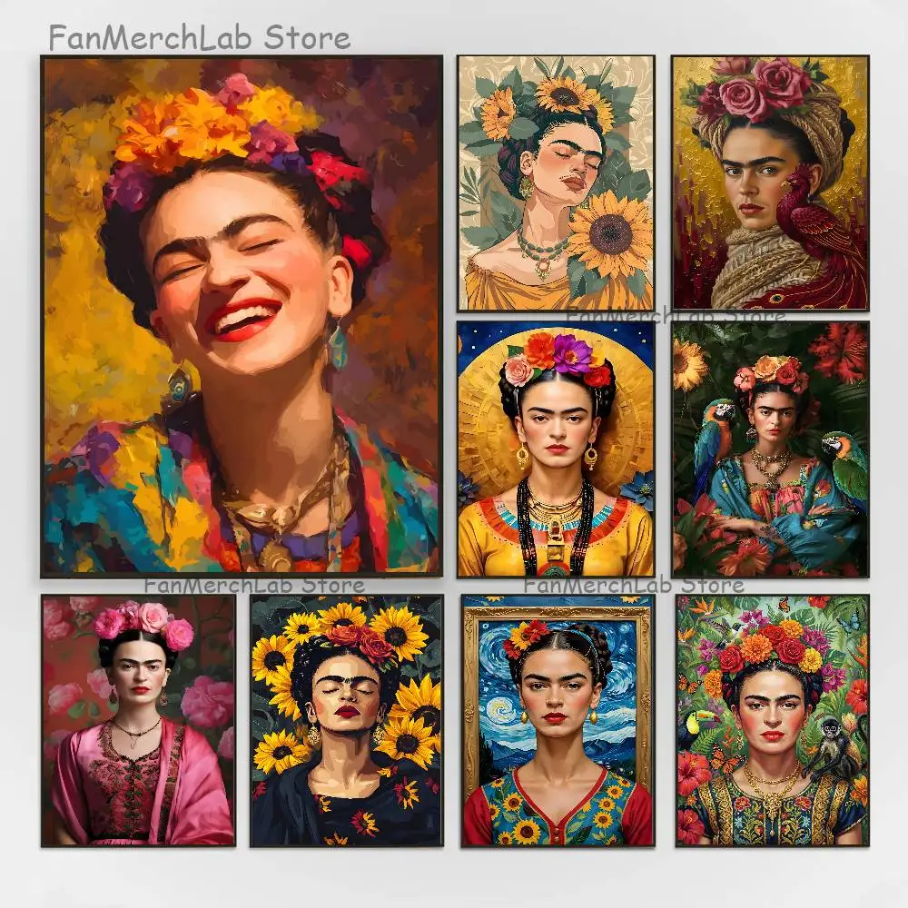 F-FridaS-S K-KahloES Poster Multi-Purpose Wall Art for Living Room Bedroom Office Hallway Bar Home Decor Gift