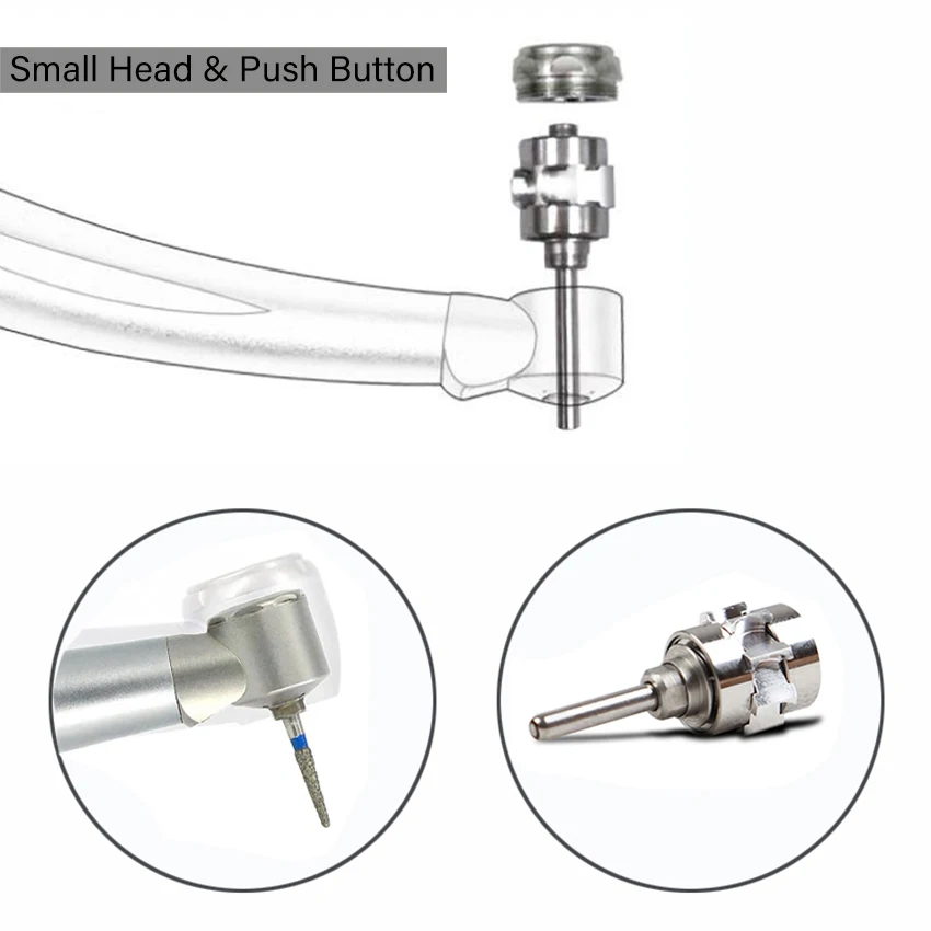 Handpiece dental para crianças, Cabeça pequena, LED duplo, Mini cabeça, Alta velocidade, Laboratório dental, Botão, Ferramentas de odontologia