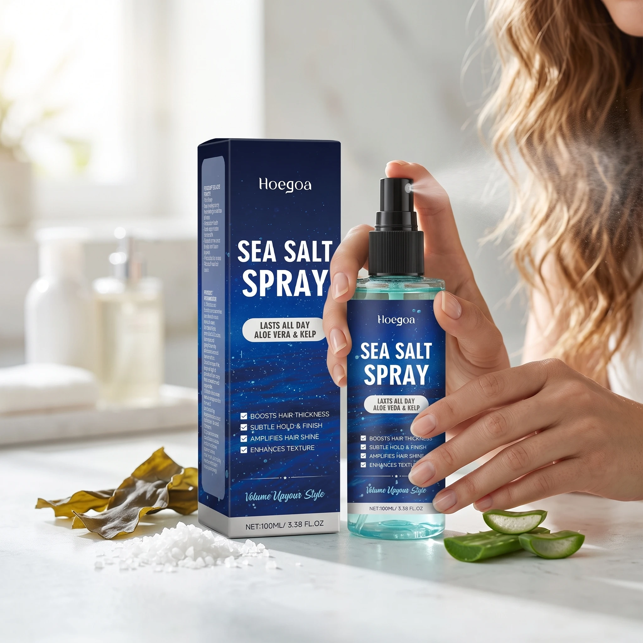 Sea Salt Hair Styling Spray Enhance Hair Elasticity Volumize Texture Refreshing No Sticky Improve Thickening Lazy Curl Defining