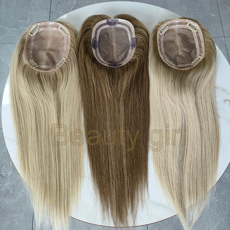 

Alternative Hair Toupee Ombre Color Full Handmade 5X6 Inch Mono Topper For Thin Hair Women Free Part