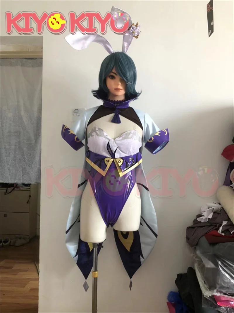 KIYO-KIYO Custom made size Genshin Impact Fan art Bunny Girl Xiangling Hu Tao Ganyu Keqing Fischl Mona Cosplay Costume sexy dres