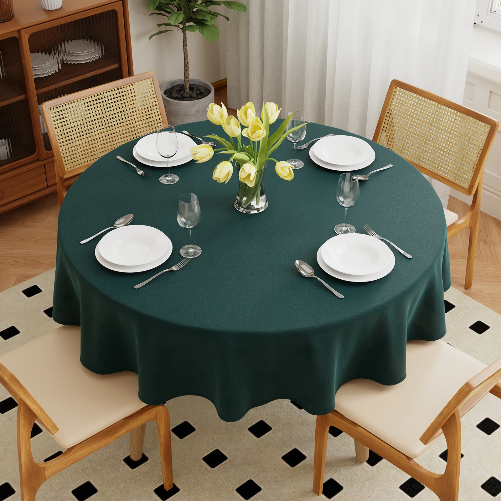 Pure Kleur Ronde Tafelkleden Decoratieve Bruiloft Banket Keuken Thuis Eetkamer Feest Tafelkleed Theedoek Diameter 127 ~ 304 cm - afbeelding 2