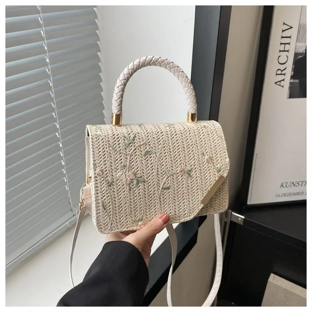 Shoulder Messenger Bag Girls Handbags Women Summer Bohemian Straw Bag Woven Beach Crossbody Bag Rattan Braid Grass Vacation Bag