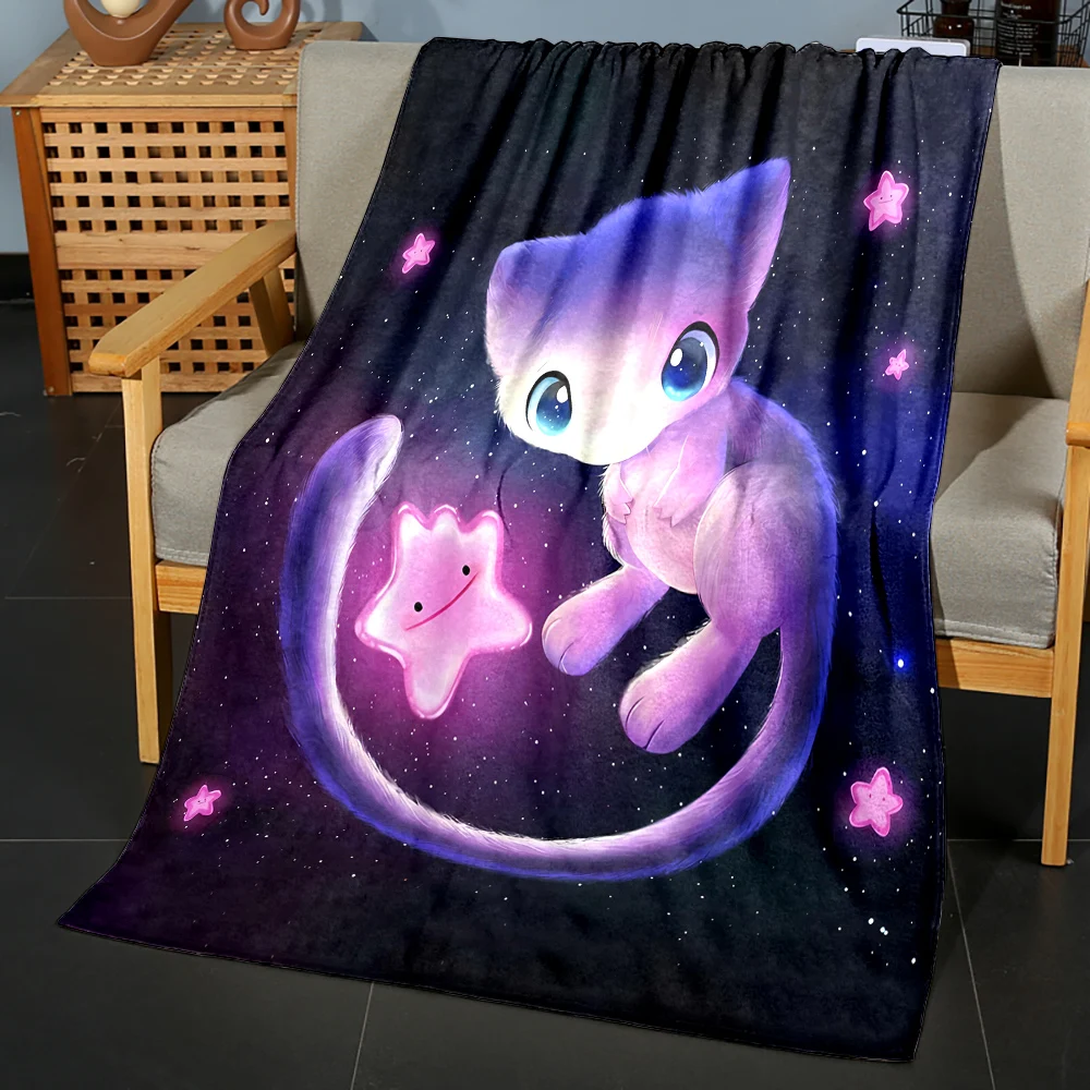 Pokemon-mew Cute Printed Soft Fluffy Throw Blanket Air Condition Sleeping Cover Bedding Throws Bed Sheet for Kid Gift Cobijas