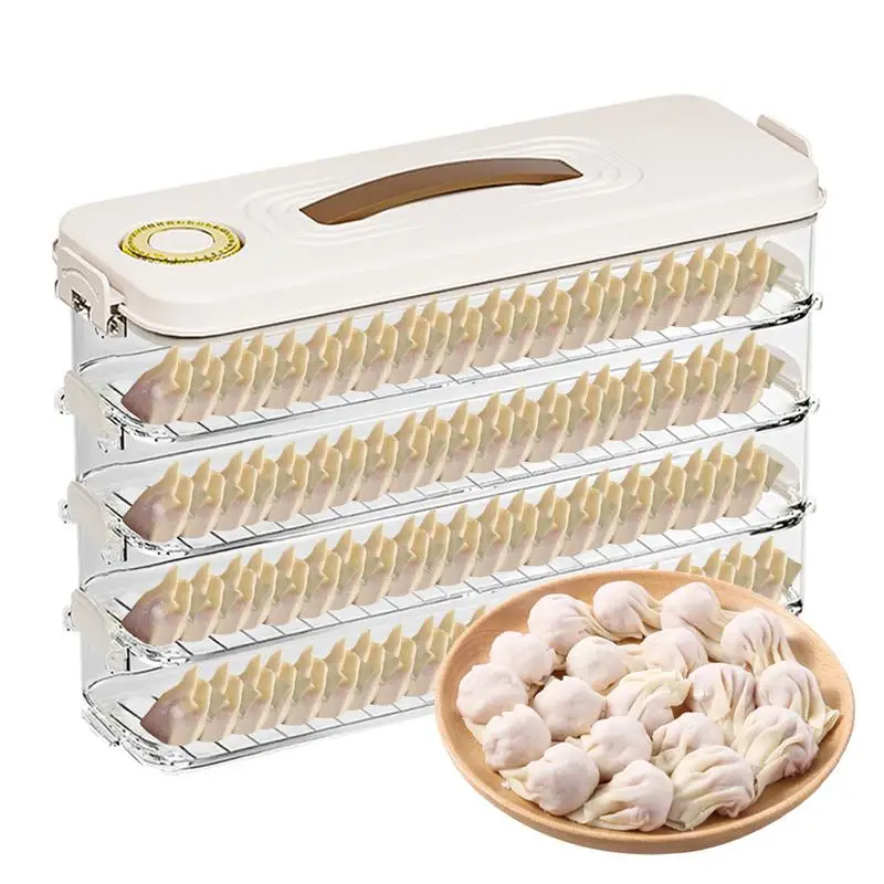 Dumpling Box 4-Layer Dumpling Wonton Box Dumpling Containers With Lids Storage Box Good Sealing Stackable Food Containers