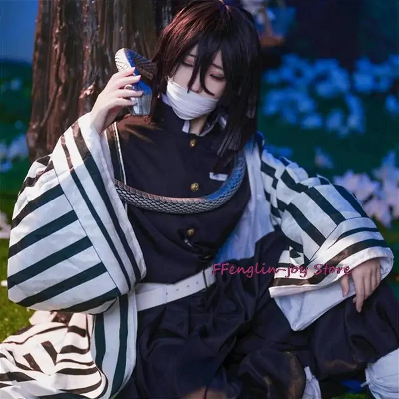 Nuovo 2025 Iguro Obanai Kimono Uniforme Parrucca Anime Costume Cosplay Festa di Halloween Serpente Bianco Puntelli QAQ3