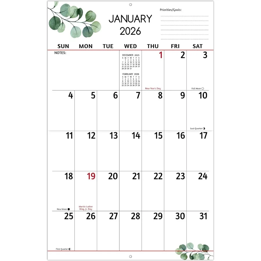 

Настенный календарь 20252026 Календарь с большим принтом Jul 2025 Dec 2026 14,6 x 22,8 дюйма Открытый 18-месячный календарь 20252026 с большими цифрами