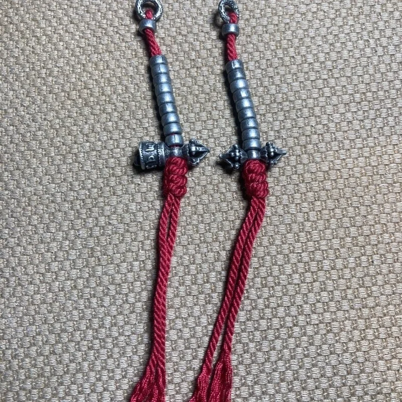 Meteorite Tone Six Syllables Mantra Vajra Bell Handmade Cotton Thread Mala Counter Wenwan Original Vintage Design Adjustable