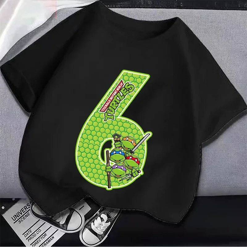 Teenage Mutant Ninja Turtles T-Shirts Black Birthday Number Anime Top Cartoon Tees Kawaii Casual Clothes Gift view 5