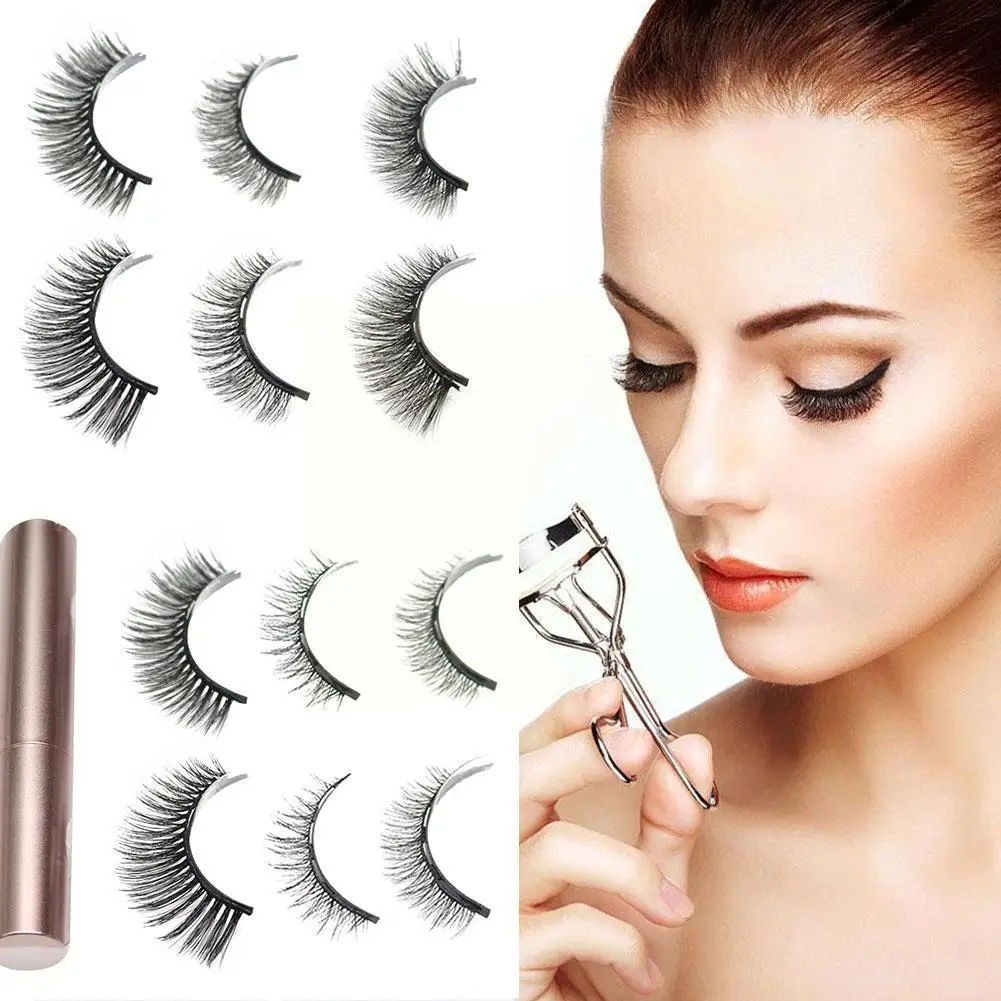 Cílios postiços magnéticos, Natural Mink Lashes, Maquiagem magnética falsa, Cola com H5J8, 1 par