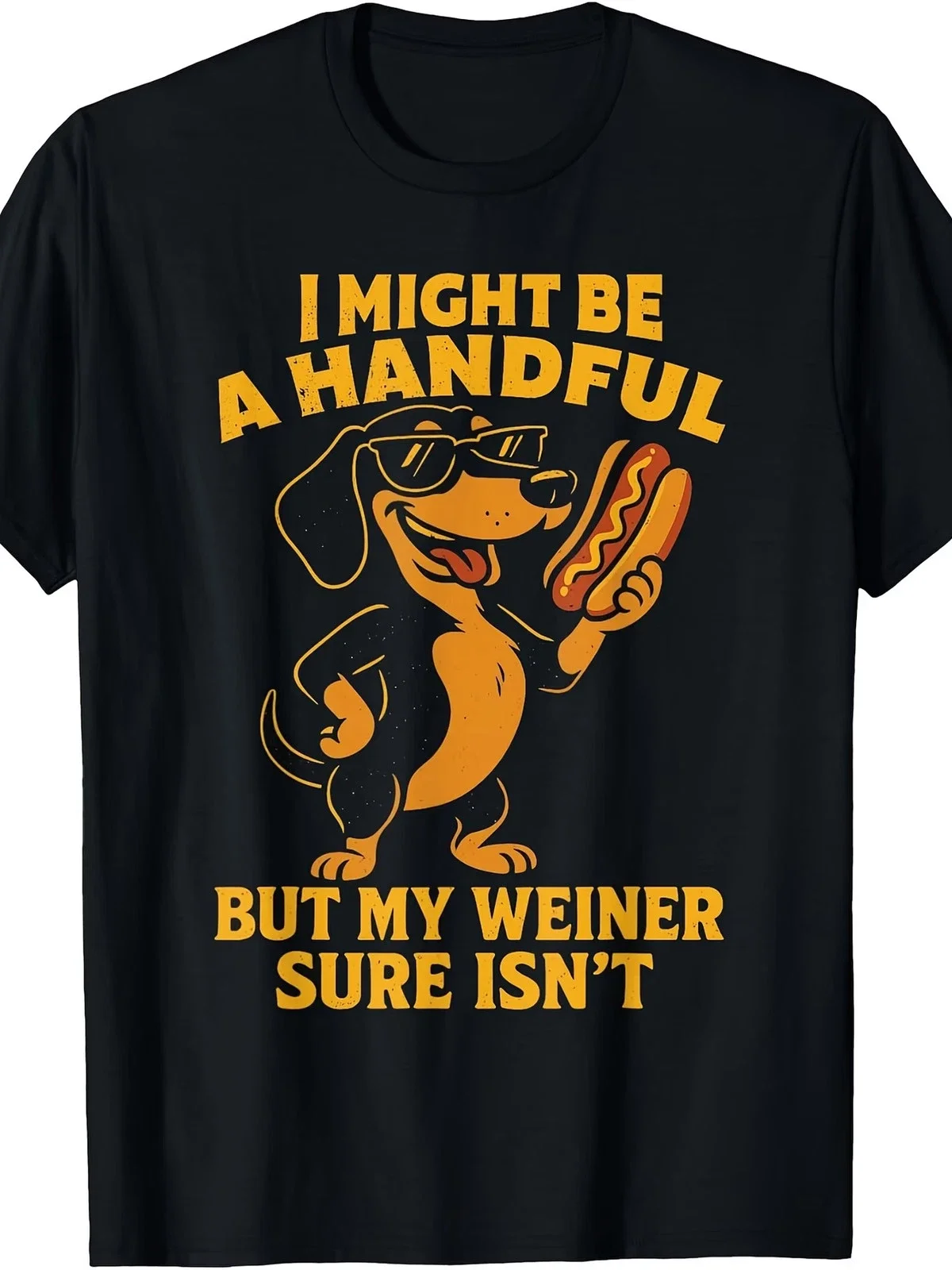 Retro Cartoon Wiener Dog Joke Slogan Art T-shirt Men Women Funny Dog Lover Cotton Short Sleeve Daily Casual Street Tops
