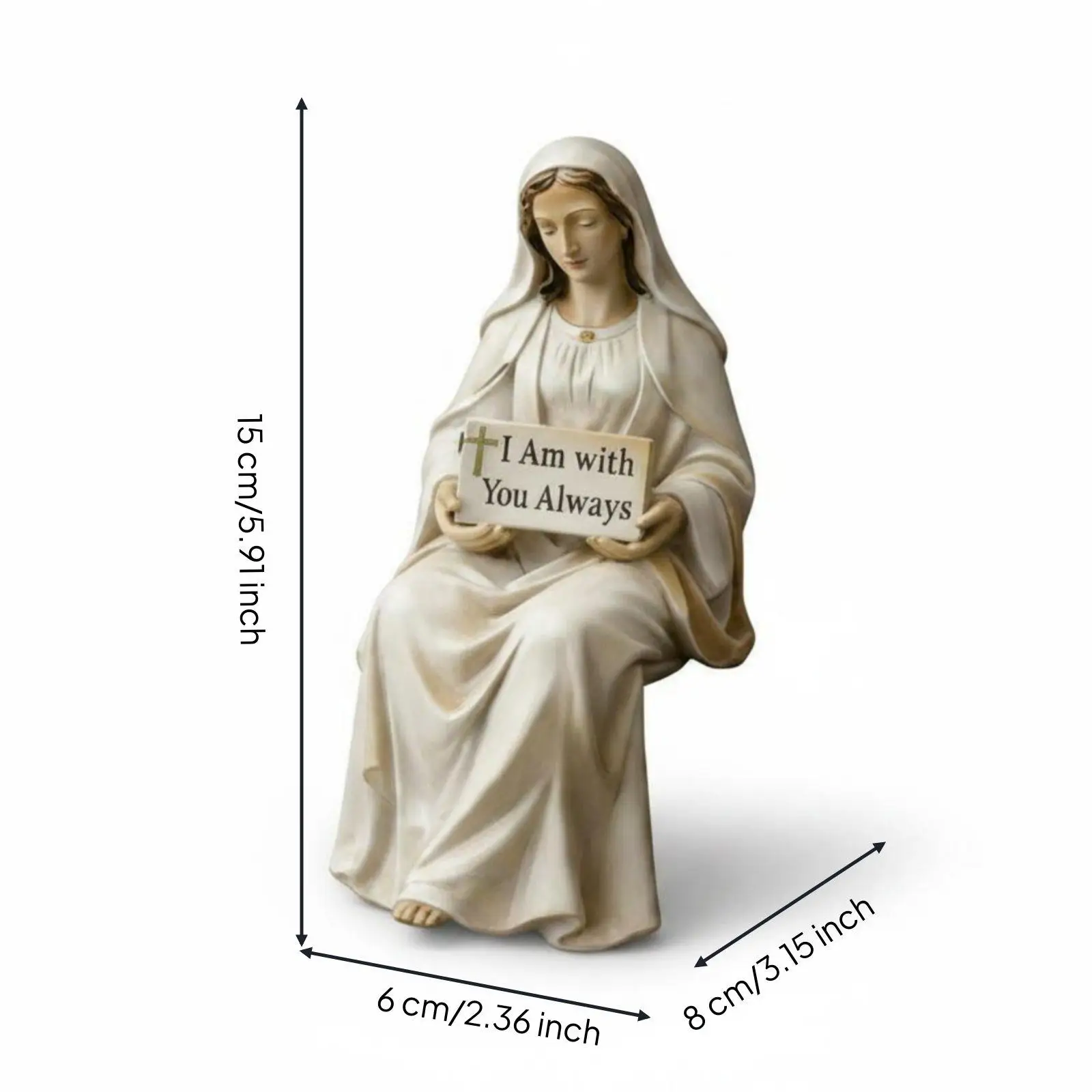 Holy Mother Shelf Sitter Figurine Spiritual Comfort Desk Companion Figurine Hand-Painted Holy Mary Statue for Christians,