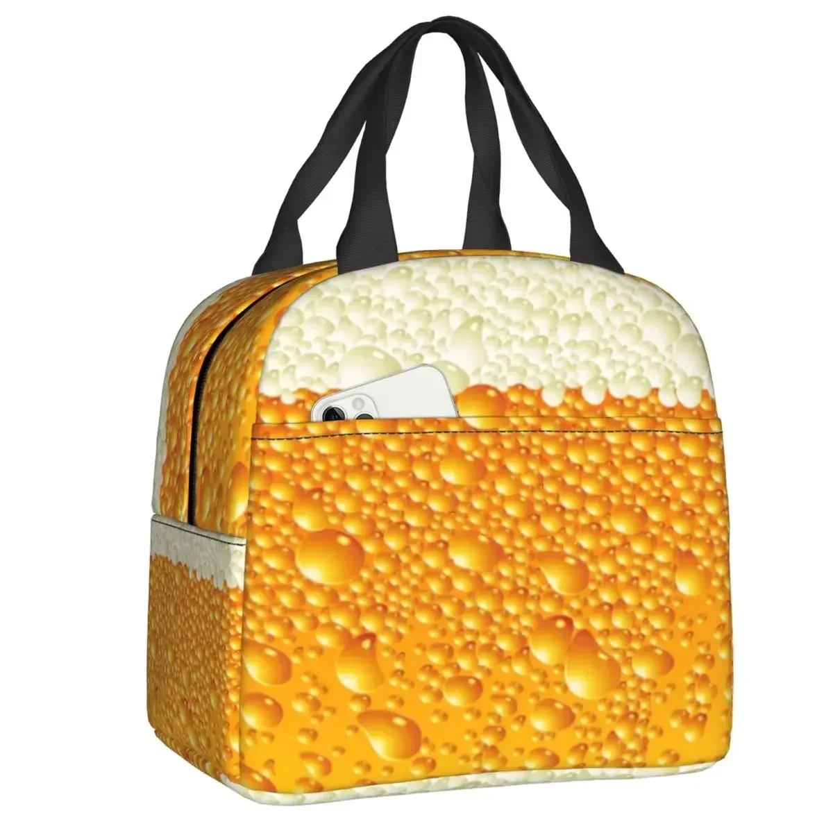 Beer Water Print Resuable Lunch Box Women Leakproof Thermal Cooler Food Insulated Lunch Bag School Children Student Picnic Bags