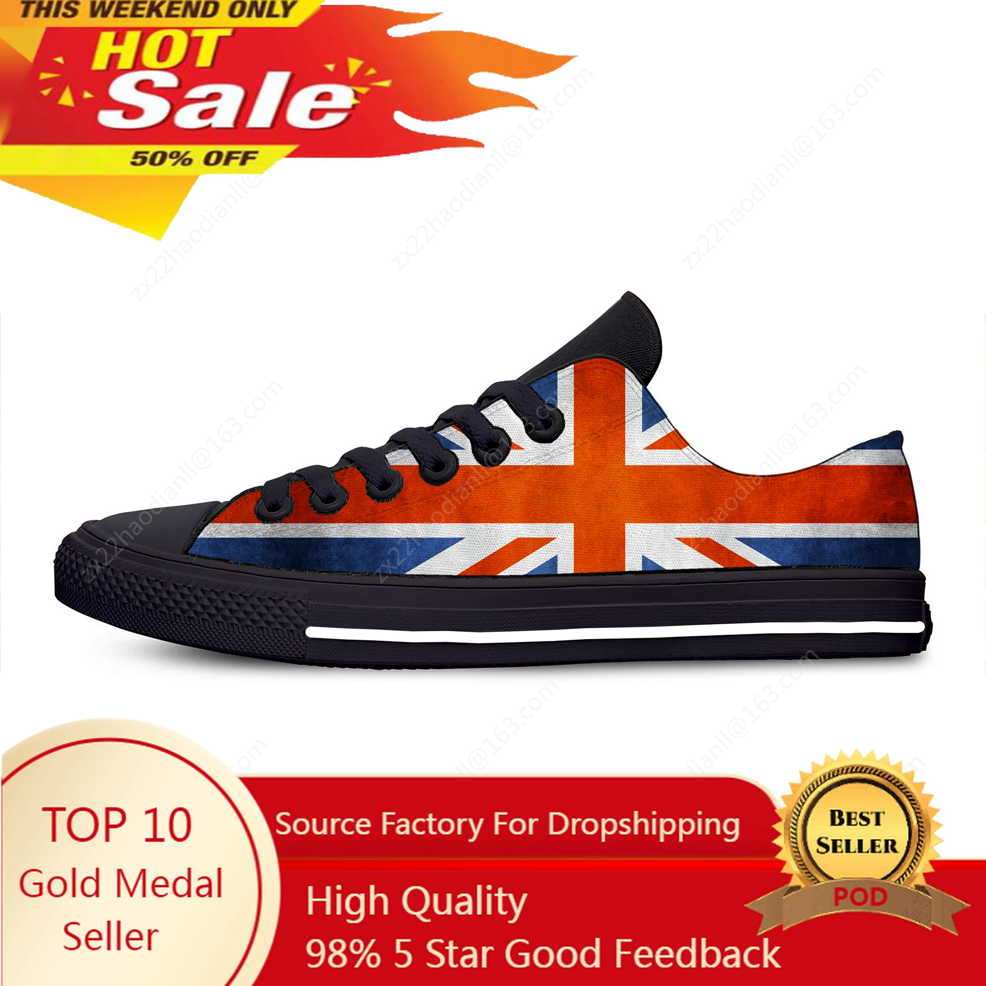 Britain British UK Flag Union Jack United Kingdom Casual Cloth Shoes Low Top Lightweight Breathable 3D Print Men women Sneakers