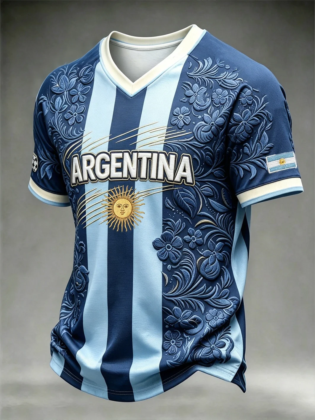 Maillot de football pour supporters de l'équipe nationale d'Argentine 2026, rayé bleu et blanc, séchage rapide 3D, T-shirt décontracté sportif pour homme